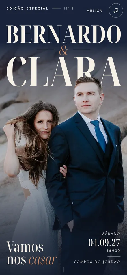 Convite Retrato com o casal na capa